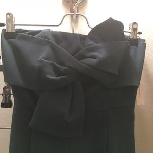 Strapless wide leg romper (dark teal)